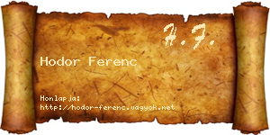 Hodor Ferenc névjegykártya